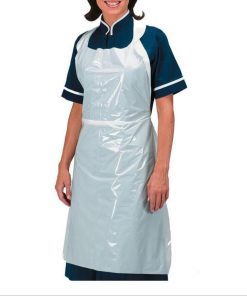 Disposable plastic aprons tie back
