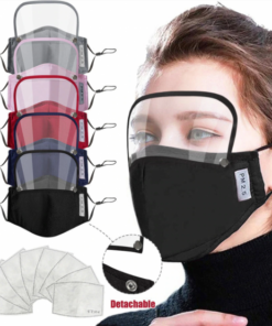adults washable mask with filter & eye shield