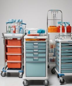 medical storage trolley on wheels