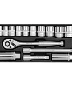 Socket Set - AS-Drive 6 Point - Chrome Vanadium - 3/8" Connector - 15 Piece - YT-38631