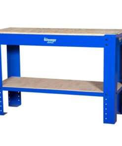 Workbench - Steel Frame - Wood Top - Wood Shelf - 120 x 60 x 90 cm - Blue - DIV-WB03-KD-blue