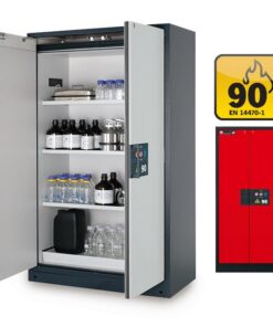 Fire Resistant Cabinet - Q-Line - Storage of Flammable Hazardous Materials - 119.3 x 61.5 x 195.3 cm - Red - IASE30001046-1