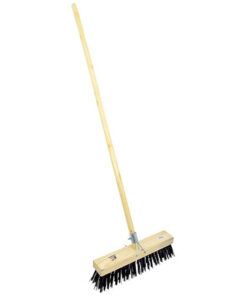 Gutter Sweeper Broom - Complete - Stiff Brown PVC Fibre (1.5mm)- Wooden Handle - 55 Grip - 37.5cm - Pack of 3 - F3159