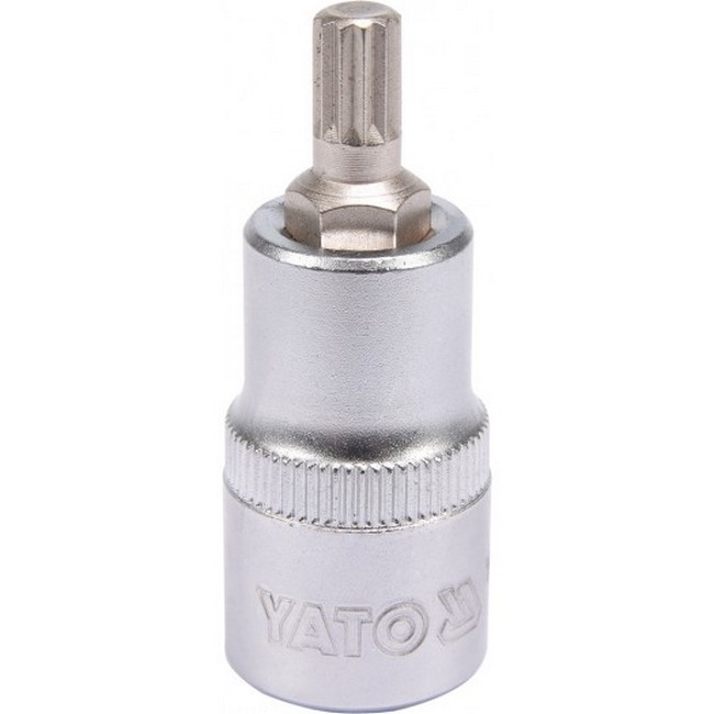 Spline Bit Socket - Chrome Vanadium - 1/2" Connector - Standard Length - M8 x 50mm - YT-04342