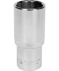 Bi-hex Deep Socket - 12 Point - Chrome Vanadium - 1/2" Connector - 76mm Length - 27mm - YT-12947