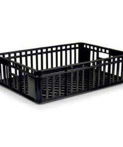 Freezer Stacking Crate - Plastic Box - Vented Base and Sides - 63.5 x 45.5 x 17 cm - Recycled Material - Black - PI-735-black