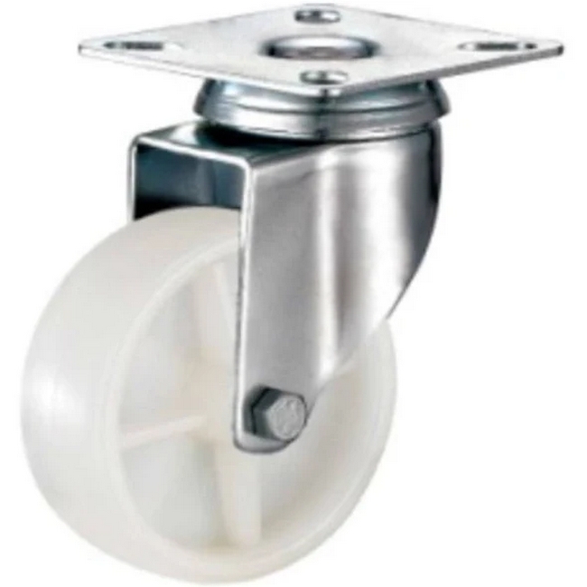 Castor Wheels - Nylon - Top Swivel - Fixed Plate - White - 50mm - TOOC478