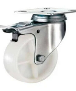 Castor Wheels - Polypropylene - Top Plate Swivel - Brake - White - 65mm - TOOC406