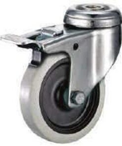 Castor Wheels - Thermoplastic Rubber - Bolt Hole Swivel - Brake - 50mm - TOOC518