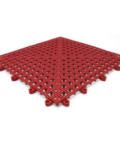 Floor Tile - Flexi-Deck Interlinking Anti-Slip Drainage PVC Mat - 30 x 30 x 1.3 cm - Red - Pack of 9 - FD030001