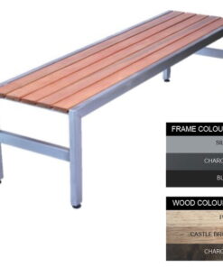 Slimline Bench - Steel and Wood - Bolt Down - 45x180x45cm - Colour Options - SL4642PC