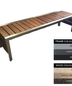 Mall Bench - Steel and Wood - Adj. Feet - 45x150x51cm - Colour Options - ML4631PC