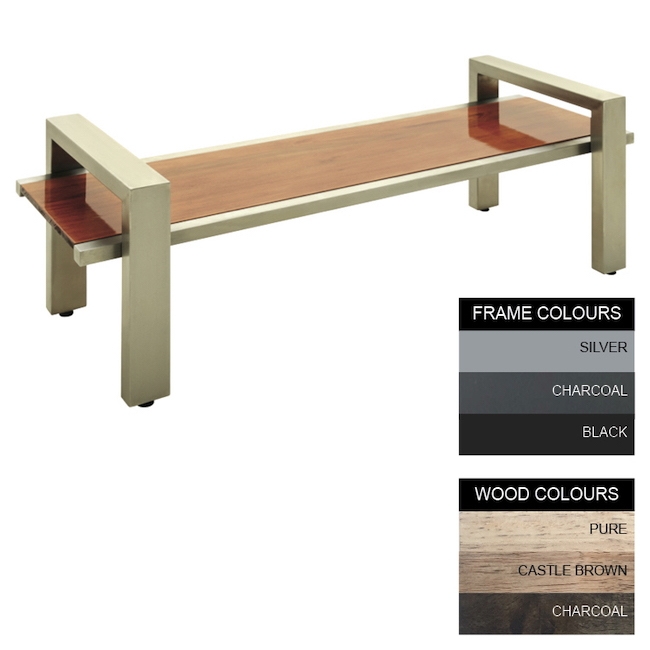 Modern Bench - Steel and Wood - Bolt Down - 45x240x49cm - Colour Options - MD4662PC
