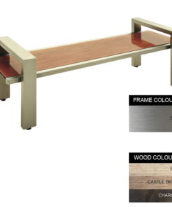 Modern Bench - Stainless Steel 304 and Wood - Adj. Feet - 45x180x49cm - Colour Options - MD4241S