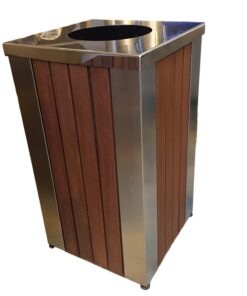 Wastebin - SS430 Stainless Steel and Wood Litter Bin - 900x510x510mm - WDA2163S
