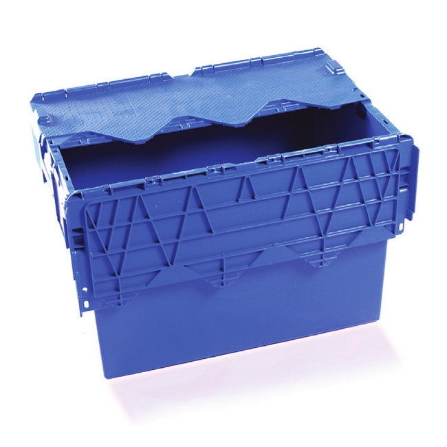 Plastic Crate - Hinged Lid - SABS Approved - 70L - Blue - Pack of 80 - AT64400-blue