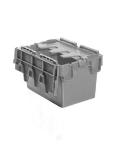 Plastic Crate - Hinged Lid - SABS Approved - 6.4L - Grey - Pack of 100 - AT32182-grey