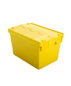 Crate - Security Container - Plastic ALC - Attached Hinged Lid - 68L - 60 x 40 x 36.5cm - Yellow - ALC-365-Yellow