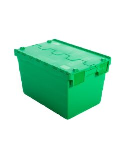 Crate - Security Container - Plastic ALC - Attached Hinged Lid - 68L - 60 x 40 x 36.5cm - Green - ALC-365-Green - MOQ 500
