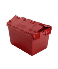 Crate - Security Container - Plastic ALC - Attached Hinged Lid - 52L - 60 x 40 x 32cm - Red - ALC-320-Red