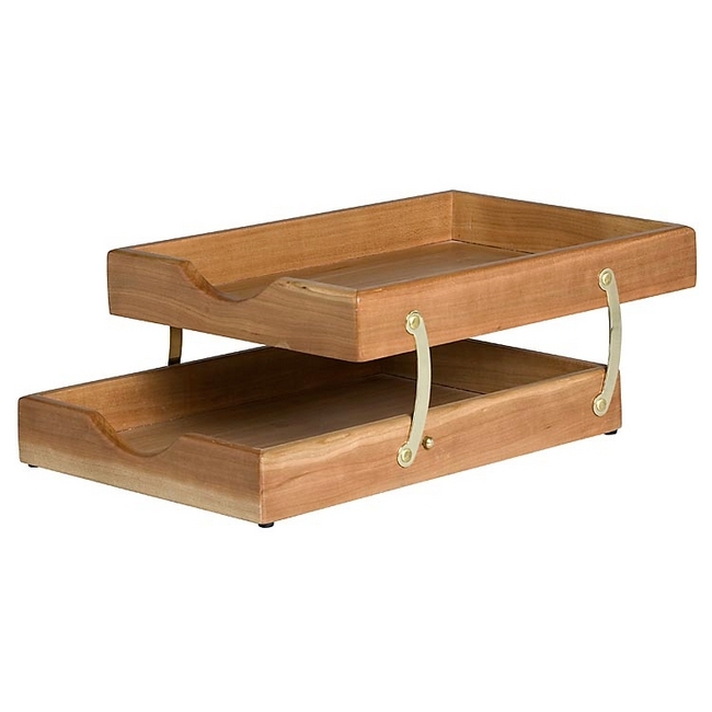 Letter Tray - Double - Executive Wooden Range - 345 x 26.8 x 16 cm - Cherry - 921CH