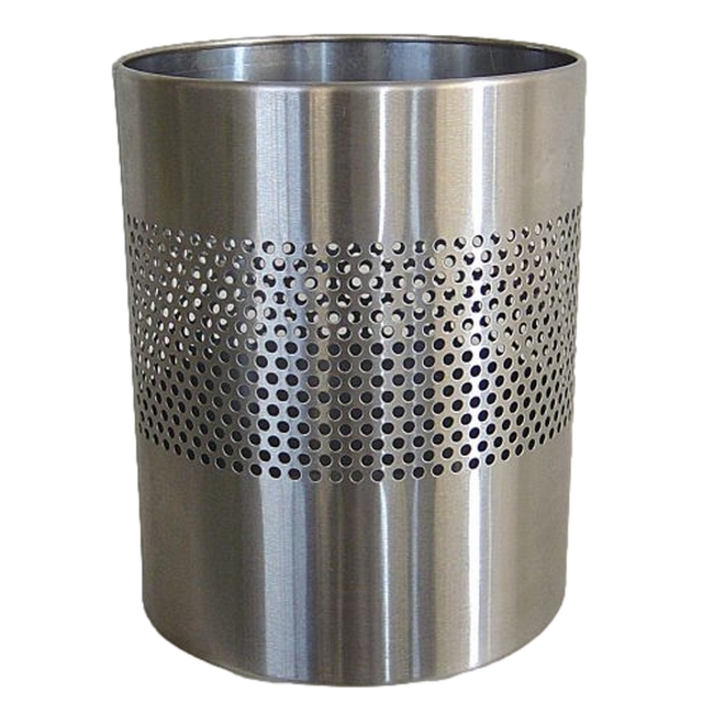 Waste Paper Bin - Round Perforated Range - Metal - 24 x 30 cm - Stainless Steel - 504SS