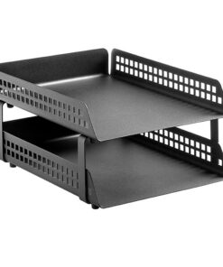 Double Letter Tray - Square Punch Steel Range - Metal - 35 x 25 x 17 cm - Colour Options - 422BL