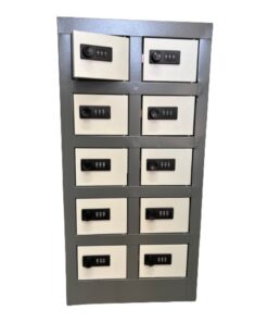Steel Cell Phone Locker - Metal - 10 Compartment - 61 x 30 x 30 cm - CELLOCK10-greyivory