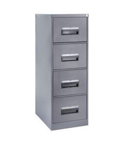 Steel Office Filing Cabinet - 4 Drawer File - Knock Down (Requires Assembly) - 130 x 47 x 63 cm - 4FC02KD-grey