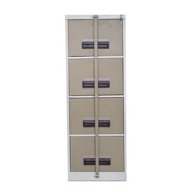 Steel Office Filing Cabinet - 4 Drawer File - Security Bar - Knock Down (Requires Assembly) - 130 x 47 x 63 cm - 4FC01KD-ivorykaroo
