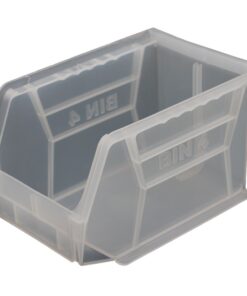 Stack & Hang Parts Storage Bin - Small Plastic Container - Size 4 - 21 x 14 x 13 cm - Clear - BIN-4-CLEAR