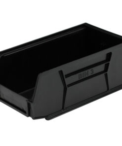 Stack & Hang Parts Storage Bin - Small Plastic Container - Size 3 - 19 x 10.5 x 7.5 cm - Black - BIN-3-BLACK