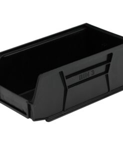 Stack & Hang Parts Storage Bin - Small Plastic Container - Size 3 - 19 x 10.5 x 7.5 cm - Black - BIN-3-BLACK