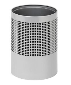 Steel Litter Bin - Wide - No Lid or Liner - Square Punch - 400 Ø x 600 (H) mm - Silver - 764SI