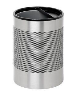 Steel Litter Bin - Wide - Half Moon Flip Top Lid and Bin Liner - Perforated - 400 Ø x 600 (H) mm - Stainless Steel - 753SS-027SD