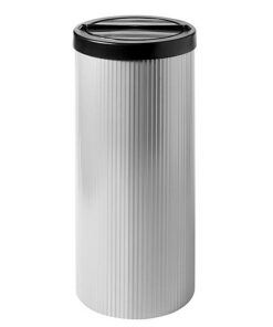 Steel Waste Paper Bin - Fluted - With Flip-top Lid - 240 Ø x 600 (H) mm - Silver - 525SI