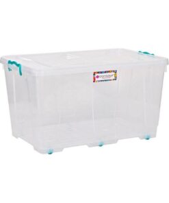 80L Clip and Lock Plastic Storage Box - Colour Options - Pack of 5