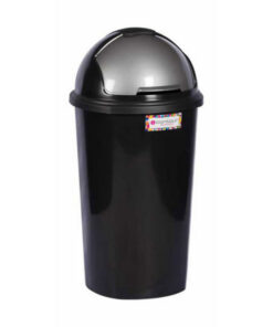 Contour 50L Plastic Dust Bin - Round Swing Lid - Black - Pack of 5