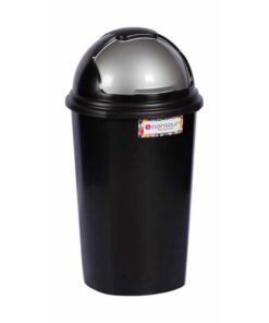 Contour 25L Plastic Dust Bin - Round Swing Lid - Black - Pack of 5