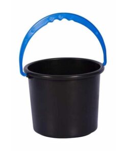 Plastic Bucket No Lid - Black Body - Assorted Colour Handless - 9L - Pack of 30