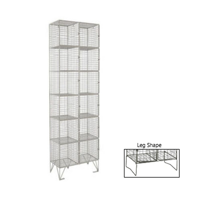 Wire Metal Locker - Powder Coated Steel Mesh - Double - 12 Doors - 6 Tier x 2