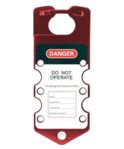 Lockout Hasp - Aluminium with Label - Holds 6 Locks - 19 x 7.7 x 1cm