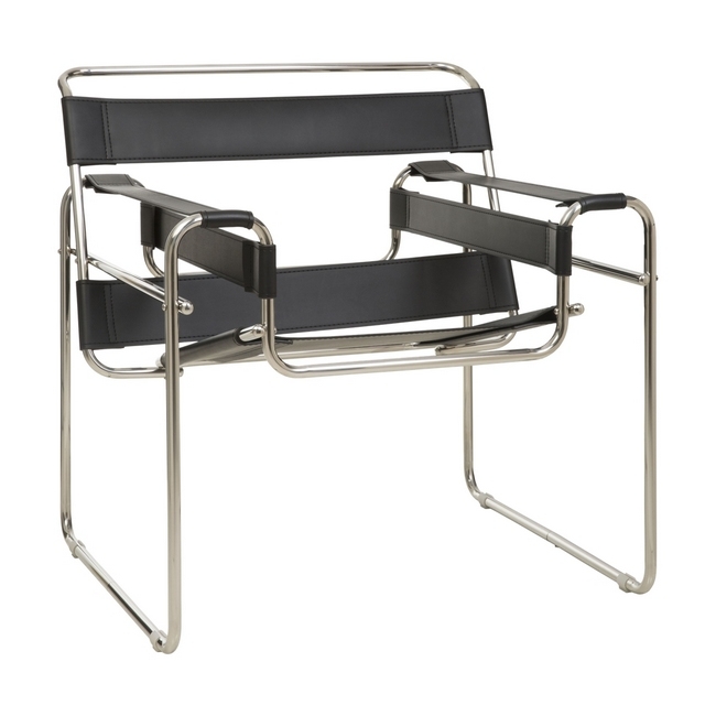 Visitors Arm Chair - Wassily Breuer - Stainless Steel and Black