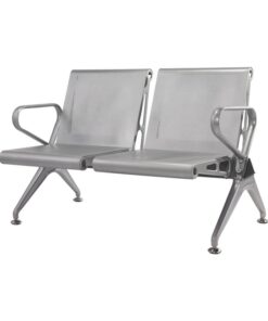 Airport Bench - Public Seating - New Chrome Deluxe - Indoor Use - Flat Packed - Two Seater - 118 x 68 x 78 cm