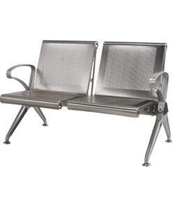 Airport Bench - Public Seating - Aluminium - Indoor and Outdoor Use - Flat Packed - Two Seater - 118 x 67 x 78 cm
