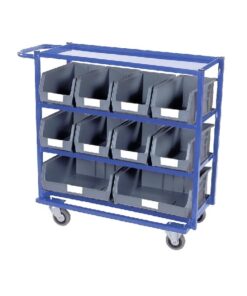 Steel Frame Plastic Container Trolley - Kit - Includes 8 x Size 7 and 2 x Size 8 Grey Bins - 95 x 108 x 35cm