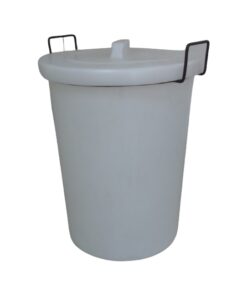 Refuse Bin with Lid - Plastic - Steel Handles - 90L - White