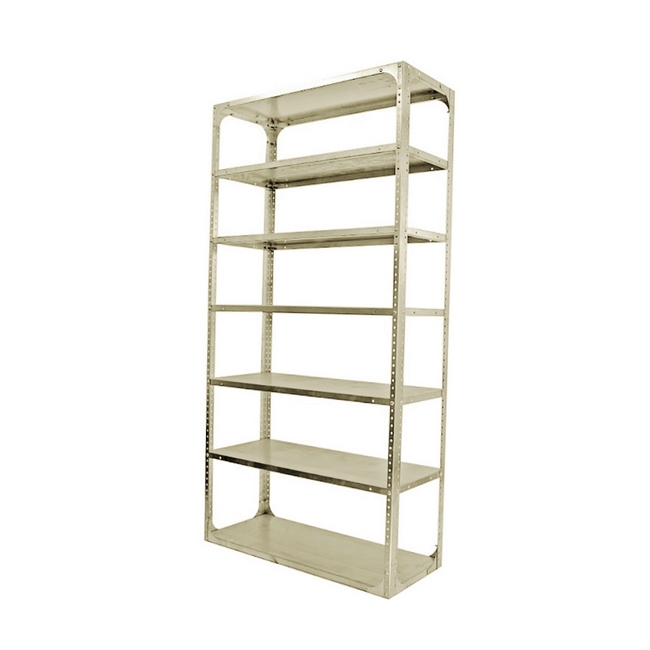 Bolted Shelving Steel Bay 7 Shelves - Uni-Angle - Seven Shelf Kit - Painted - 274.3 x 91.4 x 76.2 cm