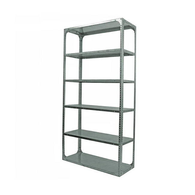 Bolted Shelving Steel Bay 6 Shelves - Uni-Angle - Six Shelf Kit - Galvanised - 335.3 x 91.4 x 45.7 cm