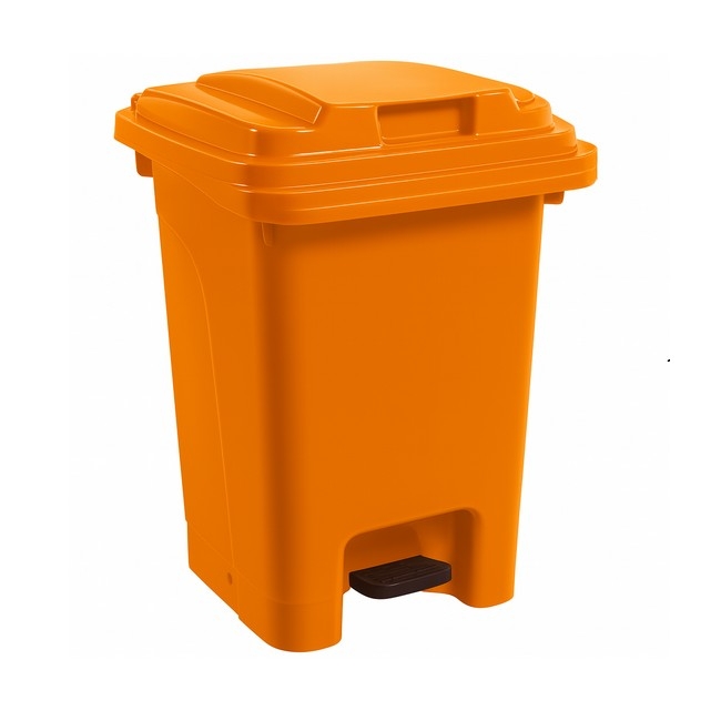 Plastic Pedal Bin - Foot Operated - 60L - Orange